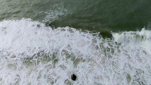 PUNTA GORDO EAST CAPE BCS MEXICO-2022: Overhead View of Ocean Waves and White Foam
