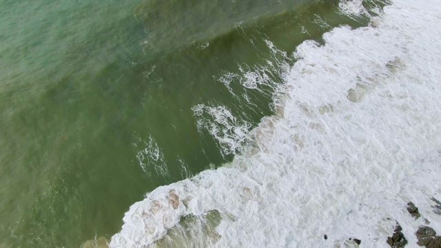 PUNTA GORDO EAST CAPE BCS MEXICO-2022: Ocean Waves Crashing on Rocky Shore From Above
