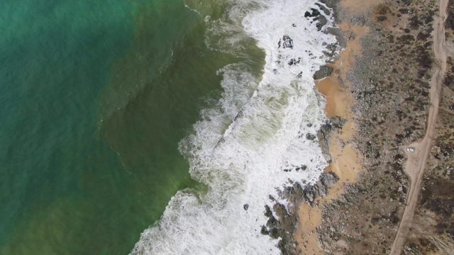PUNTA GORDO EAST CAPE BCS MEXICO-2022: Waves Crashing on Rocky and Sandy Coastline