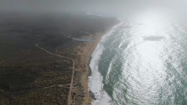PUNTA GORDO EAST CAPE BCS MEXICO-2022: Coastal Road Parallel to Sandy Beach and Ocean