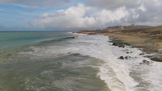PUNTA GORDO EAST CAPE BCS MEXICO-2022: Waves Crashing on Rocky and Sandy Shore
