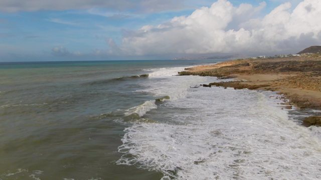 PUNTA GORDO EAST CAPE BCS MEXICO-2022: Waves Crashing on Sandy and Rocky Shore