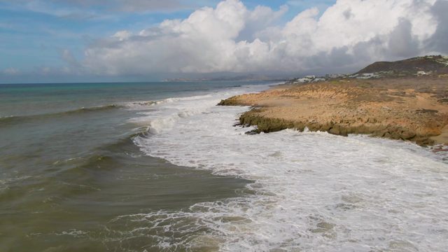 PUNTA GORDO EAST CAPE BCS MEXICO-2022: Waves Crashing on Rocky Shore