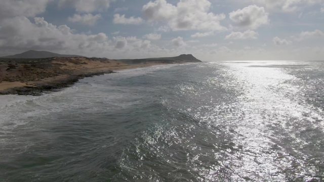 PUNTA GORDO EAST CAPE BCS MEXICO-2022: Ocean Waves Rolling Toward Sandy Shore