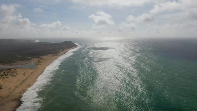 PUNTA GORDO EAST CAPE BCS MEXICO-2022: Waves Crashing on Sandy Coastline