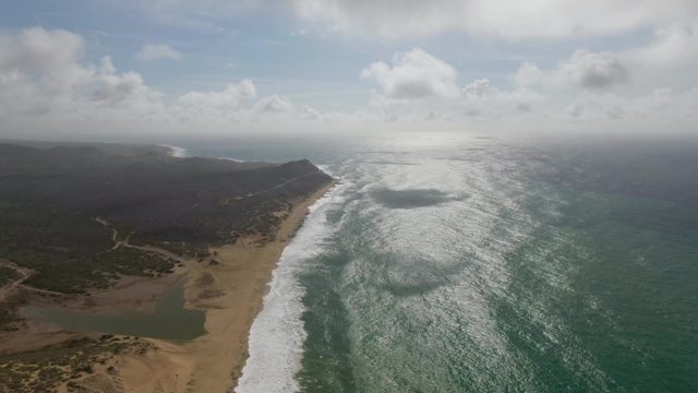 PUNTA GORDO EAST CAPE BCS MEXICO-2022: Lagoon Water Receding Along Sandy Coastline
