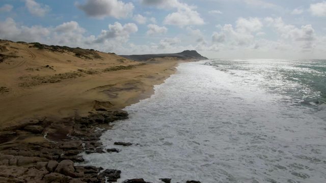 PUNTA GORDO EAST CAPE BCS MEXICO-2022: Sandy Beach with Dunes and Ocean Waves