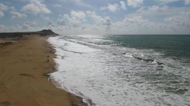 PUNTA GORDO EAST CAPE BCS MEXICO-2022: Waves Rolling Onto a Sandy Beach