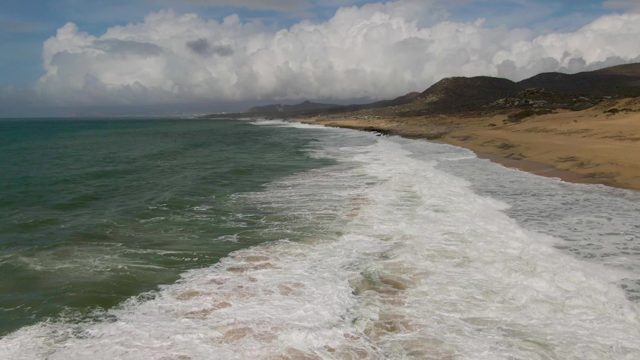 PUNTA GORDO EAST CAPE BCS MEXICO-2022: Ocean Waves Rolling Onto Sandy Beach
