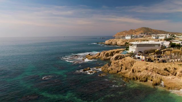 EL TULE LOS CABOS BCS MEXICO-2022: Coastal Cliff with White Buildings and Turquoise Water