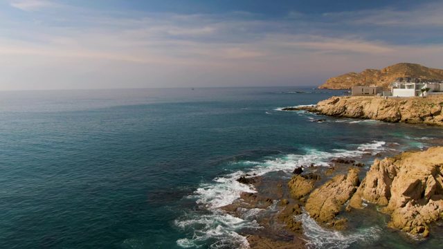 EL TULE LOS CABOS BCS MEXICO-2022: Waves Crashing on Rocky Coastal Shoreline
