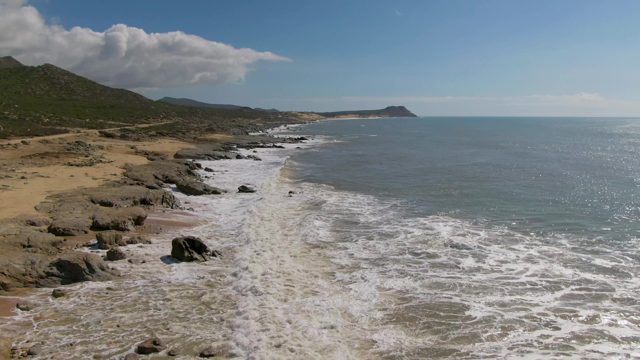 BUZZARDS EAST CAPE LOS CABOS BCS MEXICO-2022: Waves Crashing on Rocky and Sandy Shore