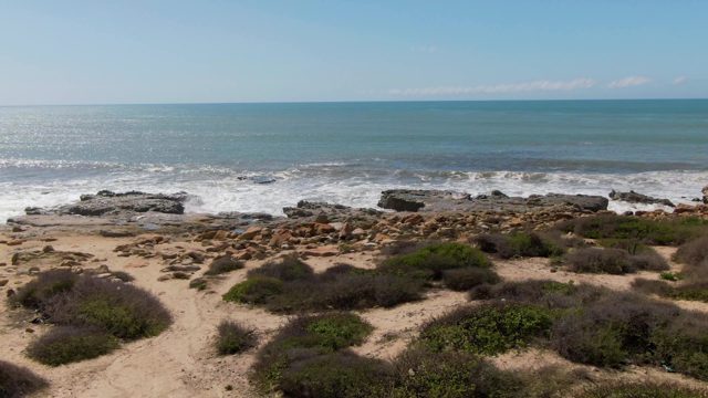 BUZZARDS EAST CAPE LOS CABOS BCS MEXICO-2022: Coastal Beach with Rocky Shore and Gentle Waves