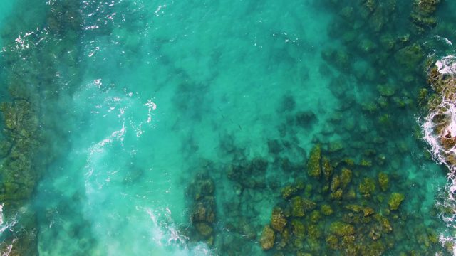 BUZZARDS EAST CAPE LOS CABOS BCS MEXICO-2022: Shallow Clear Turquoise Water Over Rocky Seabed