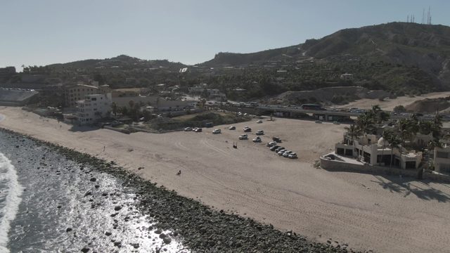 COSTA AZUL LOS CABOS BCS MEXICO-2022: Sandy Beach with Rocky Shore and Distant Hills