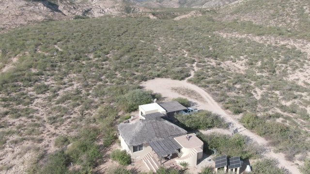 CABO PULMO BCS MEXICO-2022: Desert House with Solar Panels, Camera Ascending