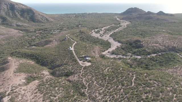 CABO PULMO BCS MEXICO-2022: Winding Mountain Dirt Roads with Ocean in Distance