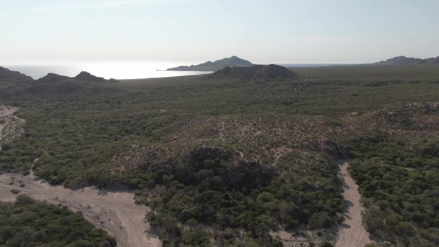 CABO PULMO BCS MEXICO-2022: Aerial Descent Over Coastal Hills and Ocean