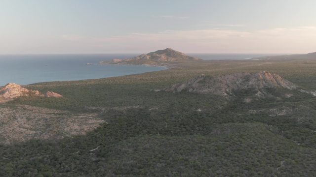 CABO PULMO BCS MEXICO-2022: Hills and Ocean As Dusk Light Fades