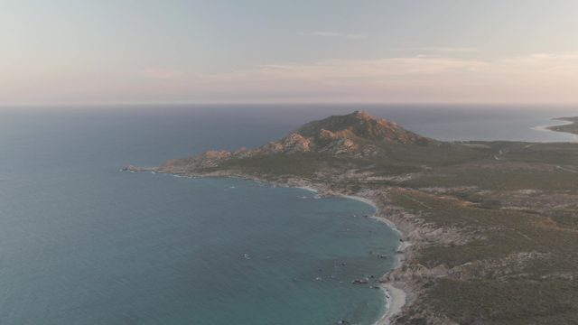 CABO PULMO BCS MEXICO-2022: Coastal Mountain and Ocean During Dusk Transition