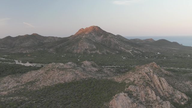 CABO PULMO BCS MEXICO-2022: Mountain Range with River Valley at Dusk