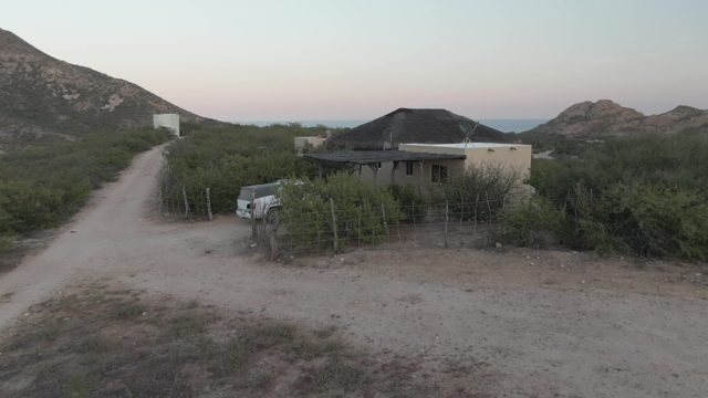 CABO PULMO BCS MEXICO-2022: Desert House with Dirt Road and Drone Approach