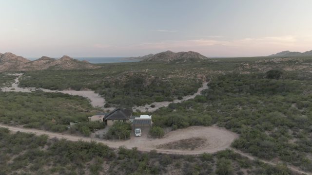 CABO PULMO BCS MEXICO-2022: Desert House and Vehicle in Aerial View