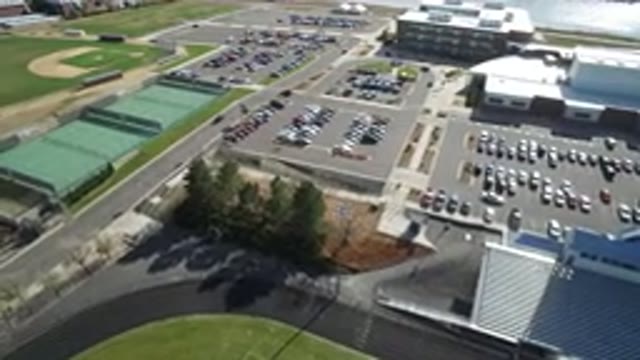 HIDDEN LAKE COLORADO-2016: An Aerial View Of A Paved Parking Lot With Mankind