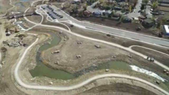HIDDEN LAKE COLORADO-2016: Drone Image Of A Road With Some Houses And Factories
