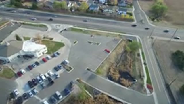 HIDDEN LAKE COLORADO-2016: Drone Flying Over A Small City With An Interstate Next