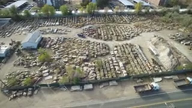 HIDDEN LAKE COLORADO-2016: Aerial View Of A Supplies Site Filled With Rocks And Trucks