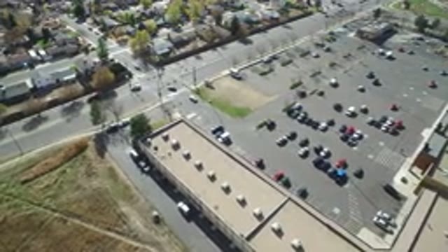 HIDDEN LAKE COLORADO-2016: Aerial View Of A Parking Lot And Buildings