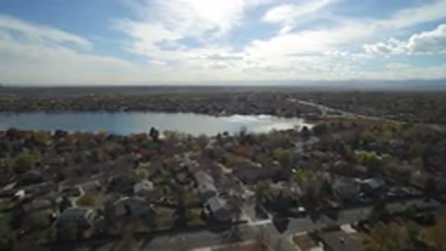 HIDDEN LAKE COLORADO-2016: Aerial View Of A Residential Area Next To The Lake