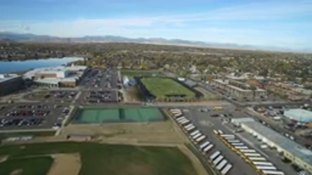 HIDDEN LAKE COLORADO-2016: Bird View Of City Streets And Airport During A Nice Day