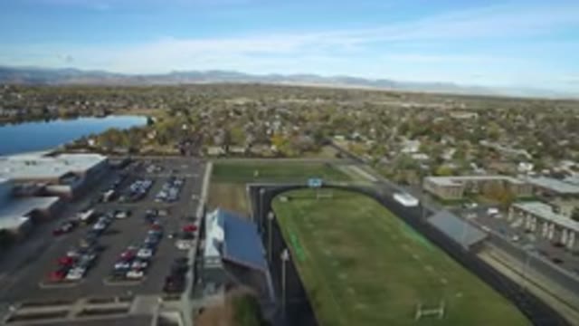 HIDDEN LAKE COLORADO-2016: Aerial Footage Over Football Field And School And