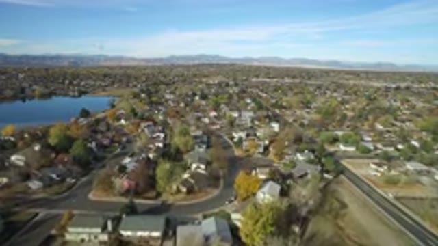 HIDDEN LAKE COLORADO-2016: Aerial Photo Of A Large Living Community Near A Small