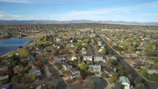 HIDDEN LAKE COLORADO-2016: An Aerial View Of A Big City With Clear Blue Sky