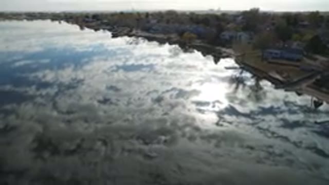 HIDDEN LAKE COLORADO-2016: Drone Camera Flying High Over Lakeside Showing