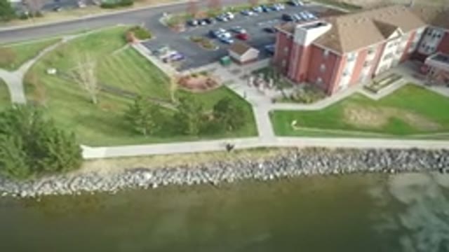 HIDDEN LAKE COLORADO-2016: Daytime Aerial View Of Waterfront Housing Complex And