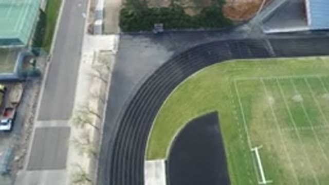 HIDDEN LAKE COLORADO-2016: A Great Airborne View Of Football Field With Trucks