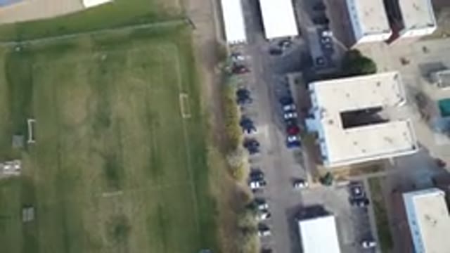 HIDDEN LAKE COLORADO-2016: Aerial Footage Of A Soccer Field Next To Buildings