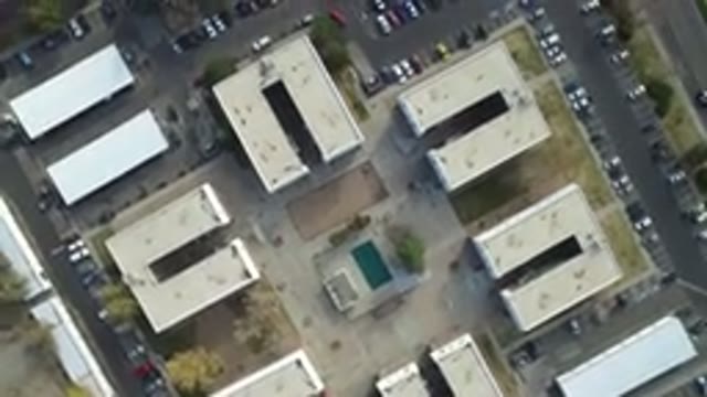 HIDDEN LAKE COLORADO-2016: Aerial View Of Roofs Of Multiple Large Buildings
