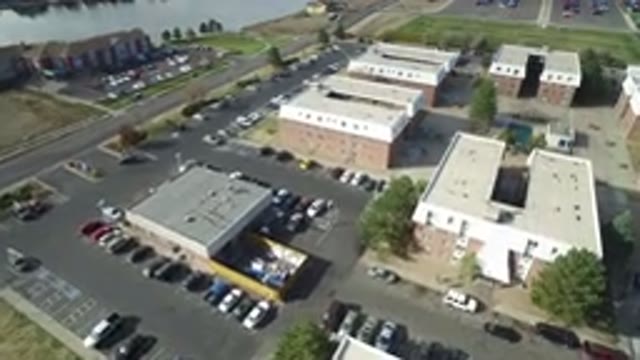 HIDDEN LAKE COLORADO-2016: Aerial View Of Buildings With Cars In Parking Lot