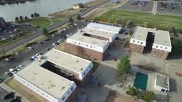 HIDDEN LAKE COLORADO-2016: Aerial View Of A Spacious Parking Lot On A Great