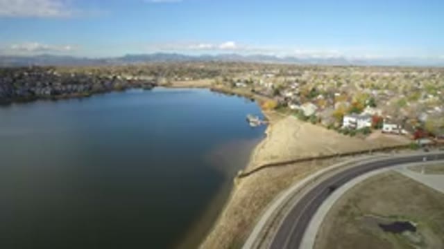 HIDDEN LAKE COLORADO-2016: Busy Lakeside Street In A Beautiful City Full Of