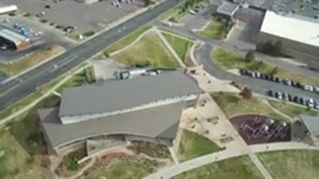 HIDDEN LAKE COLORADO-2016: Overhead View Of Campus With Playground And Football