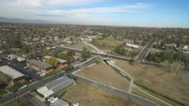 HIDDEN LAKE COLORADO-2016: Aerial View Of Suburban Business Industrial District