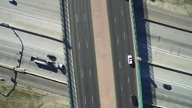 HIDDEN LAKE COLORADO-2016: Medium-Busy Overpass Filmed From Above With Cars