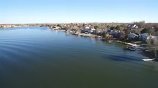 HIDDEN LAKE COLORADO-2016: Aerial View of Water Body, Lake, River, Trees, and Docks