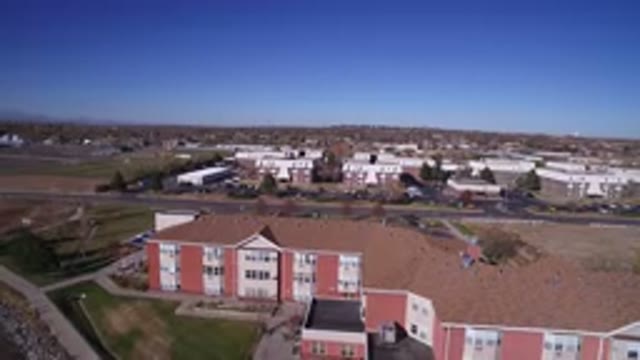 HIDDEN LAKE COLORADO-2016: The Aerial View Of A Large Campus Or Building With Trees And Open Grounds